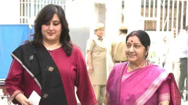 Sushma Swaraj with daughter Bansuri