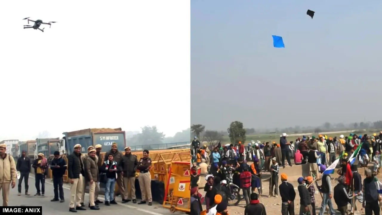 Farmers are flying kites to prevent drones from flying at Shambhu border