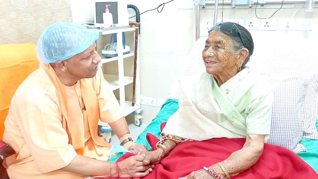 CM Yogi pictures with his mother