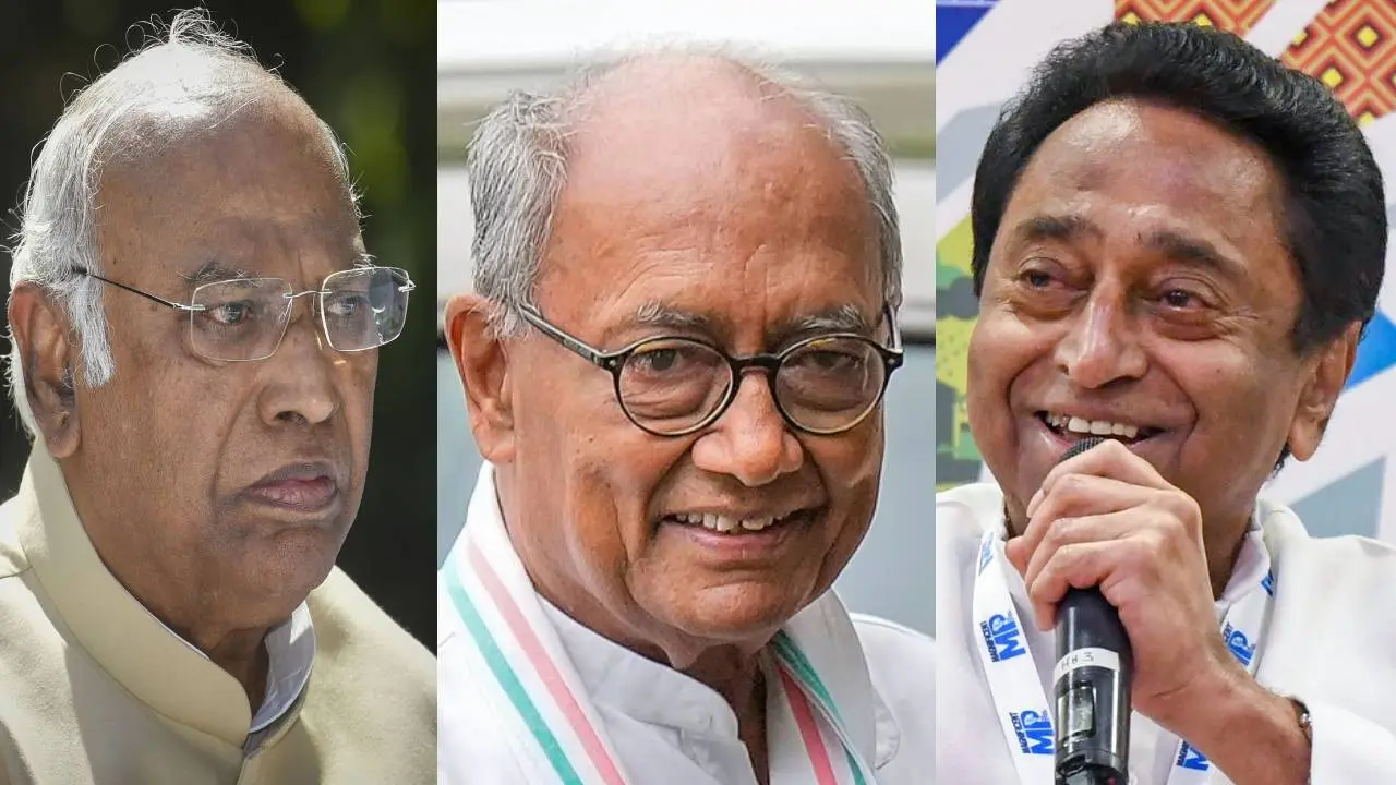 Mallikarjun Kharge, Digvijaya Singh and Kamal Nath