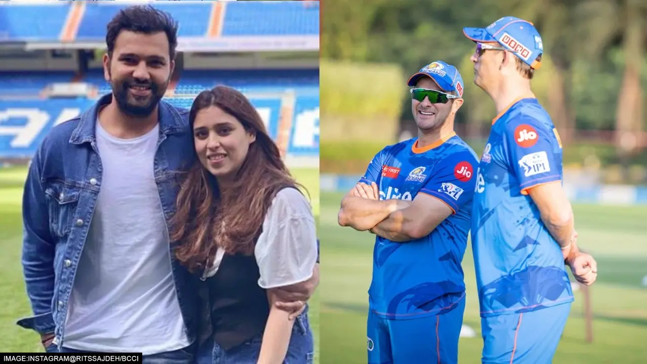 Rohit Sharma Wife Ritika Sajdeh & Mumbai Indians Head Coach Mark Boucher