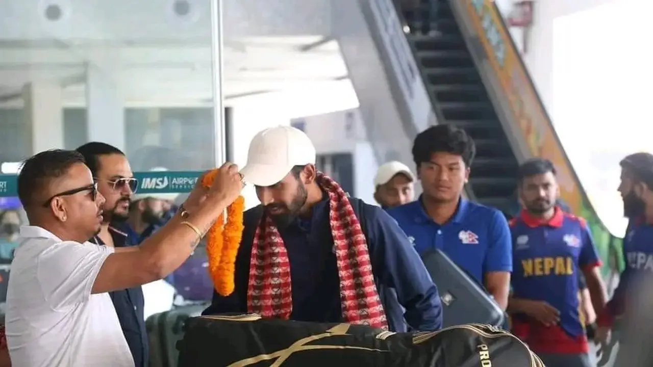 nepal cricket team warm welcome at airport after return from t20 world cup