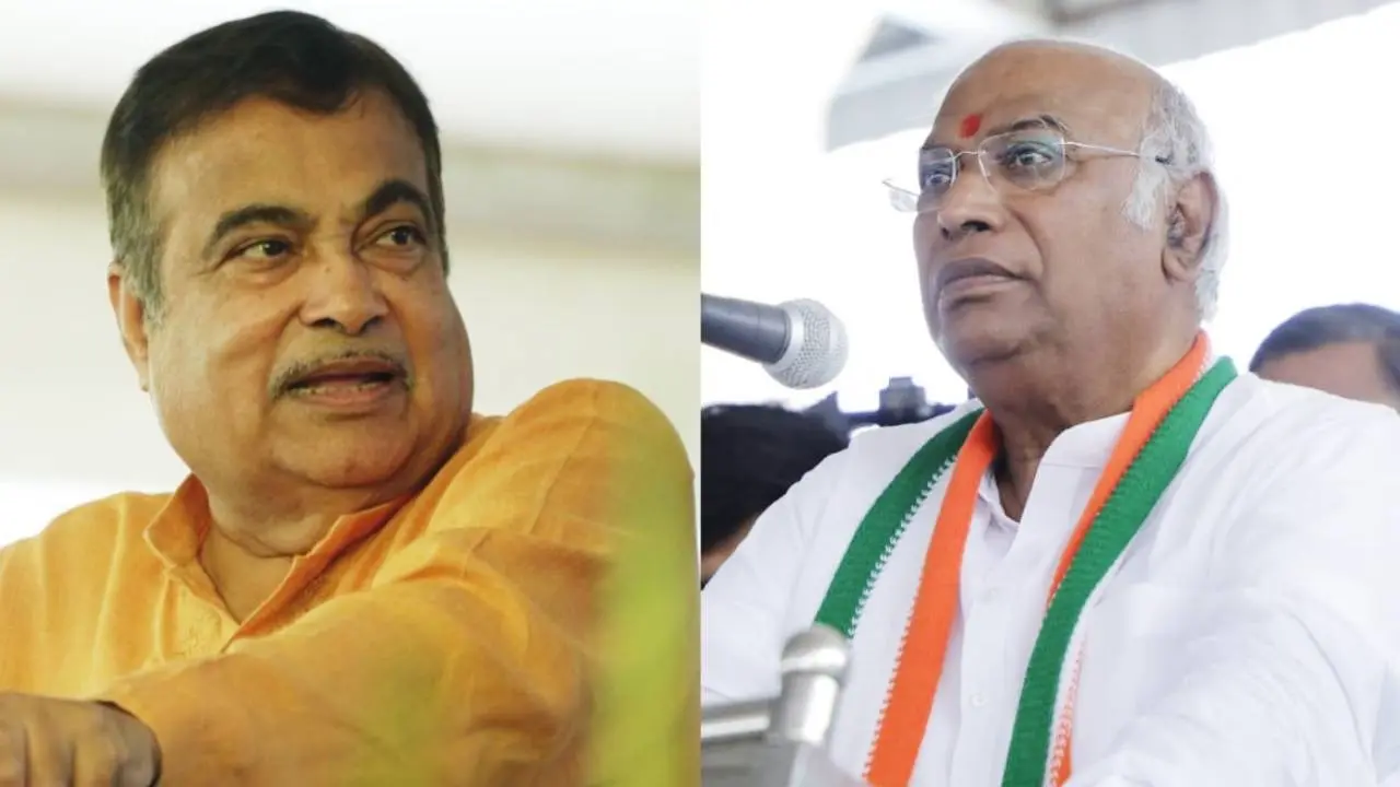Union Minister Nitin Gadkari and Congress President Mallikarjun Kharge