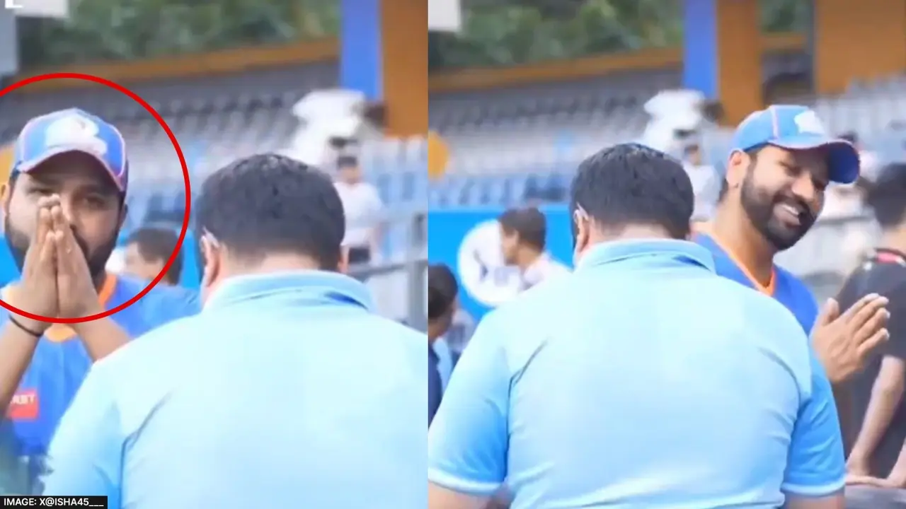 Rohit Sharma talking with Kulkarni on field, then uncomfortable when disturbed