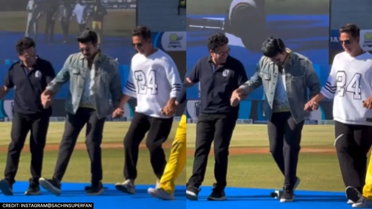 Sachin Tendulkar danced on the song Natu-Natu with Ramcharan and Akshay Kumar