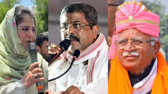 mehbooba mufti, dharmendra pradhan and manohar lal khattar