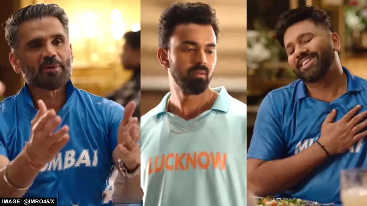 sunil shetty rohit sharma and kl rahul ad shoot