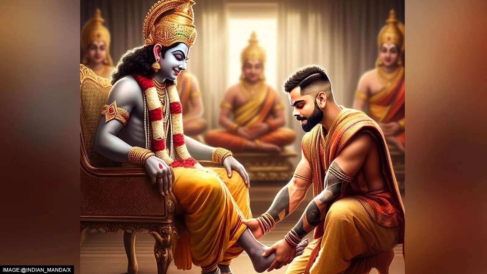 virat kohli touches ram feet ai pics