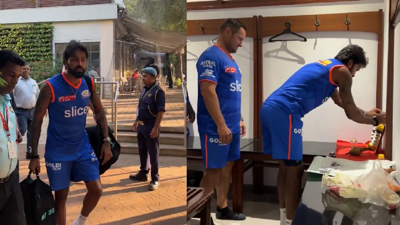 हार्दिक की MI ड्रेसिंग रूम में कैप्टन वाली एंट्री... गणेश भगवान के सामने नारियल फोड़ यूं किया आगाज Hardik Pandya