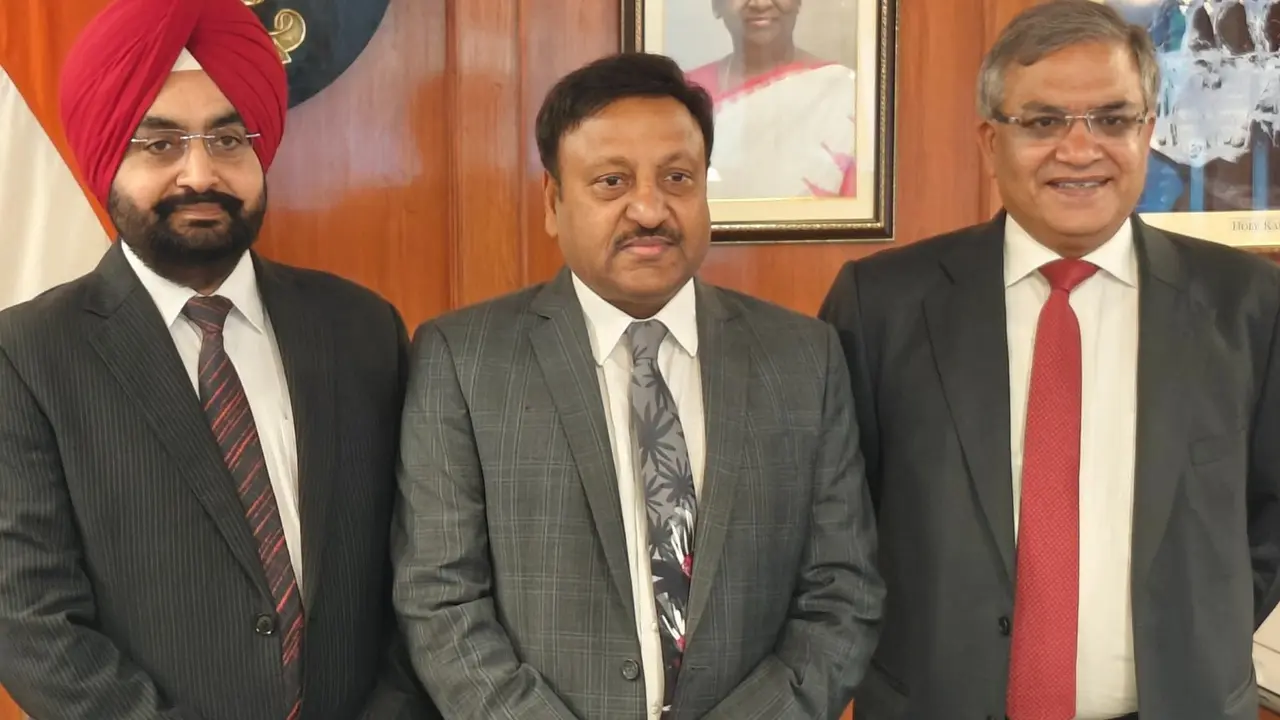 Election Commissioner Gyanesh Kumar, Dr. Sukhbir Singh Sandhu and CEC Rajeev Kumar