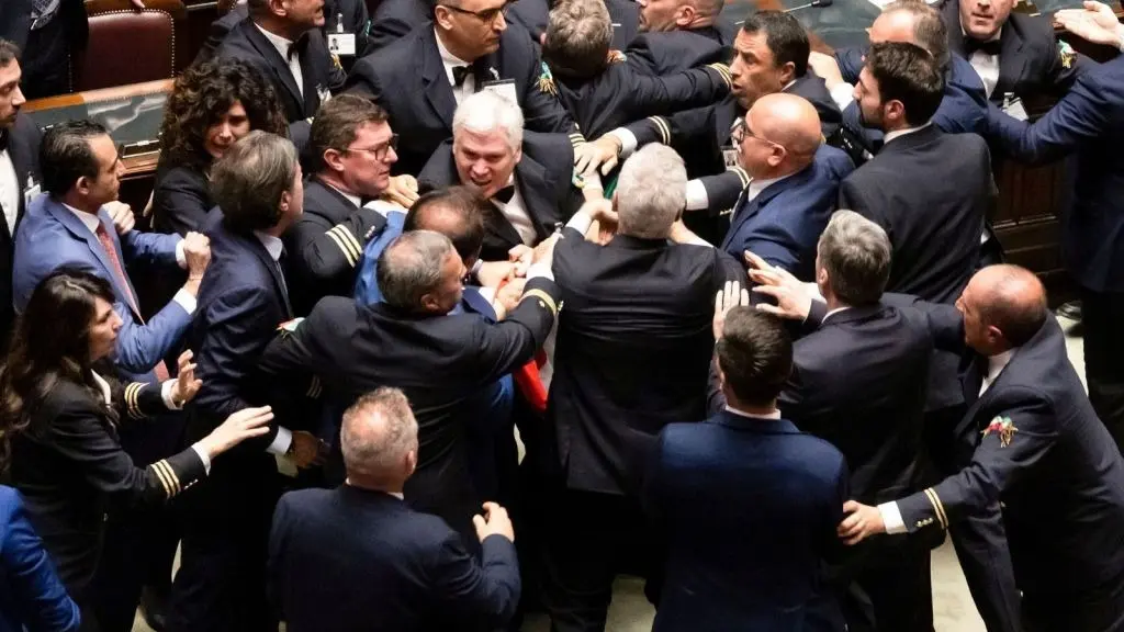 italy parliament brawl