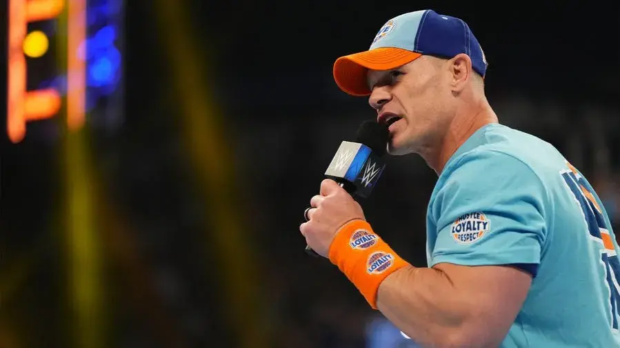 John Cena cuts a promo during a WWE show