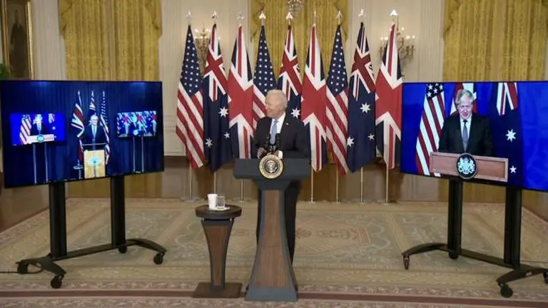 Joe Biden, Scott Morrison & Boris Johnson AUKUS