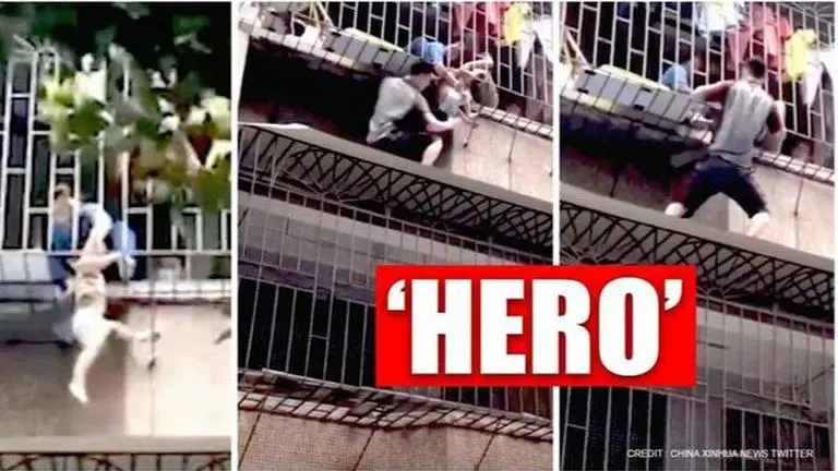 China: Delivery man hailed for climbing two storeys to rescue child dangling from a window China
