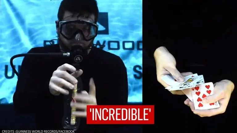 'Unbelievable': Man sets world record with 20 magic tricks under water in 3 mins; watch magic tricks
