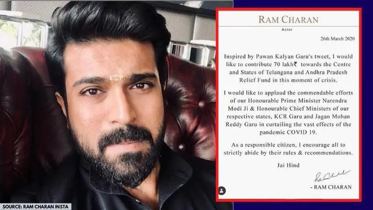 Inspired by Pawan Kalyan, Ram Charan donates Rs 70 Lakhs to Coronavirus relief centers Ram Charan
