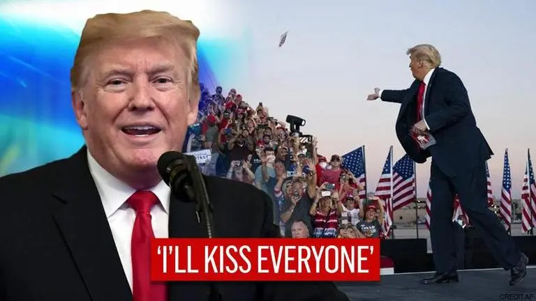 'I'll kiss everyone in that audience': Trump goes overboard; rips off his mask at rally Donald Trump