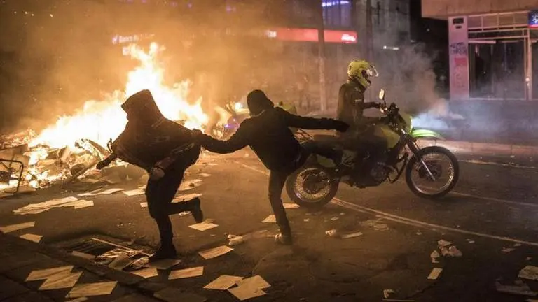 Thousands protest police violence in Colombia Thousands protest police violence in Colombia