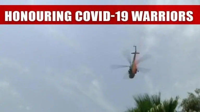 IAF helicopter showers flower petals to honour COVID-19 warriors in Kerala capitals IAF