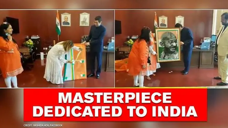UAE teacher gifts 'iconic' Mahatma Gandhi's portrait made out of 5,000 recycled buttons UAE