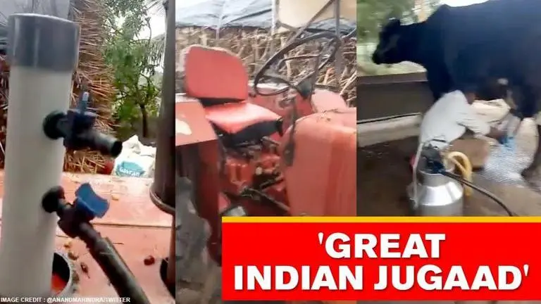 Anand Mahindra's 'jugaad' video shows tractor being used to milk cow