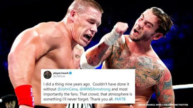 CM Punk thanks John Cena and WWE fans while celebrating 9th anniversary of MITB 2011 CM Punk and John Cena
