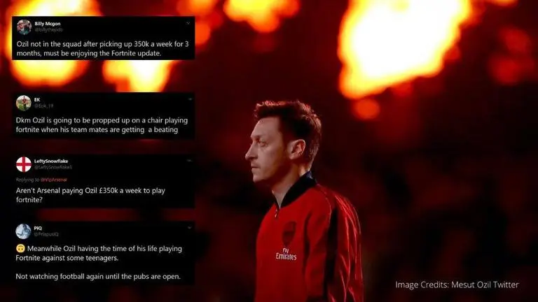 Mesut Ozil slammed by fans for playing Fortnite during Man City vs Arsenal clash mesut ozil