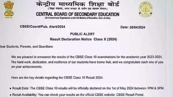 CBSE Results 2024 Today? Viral Notice Says Class 10th, 12th Results at 1 pm on May 1; Fact Check CBSE Result Viral Notice