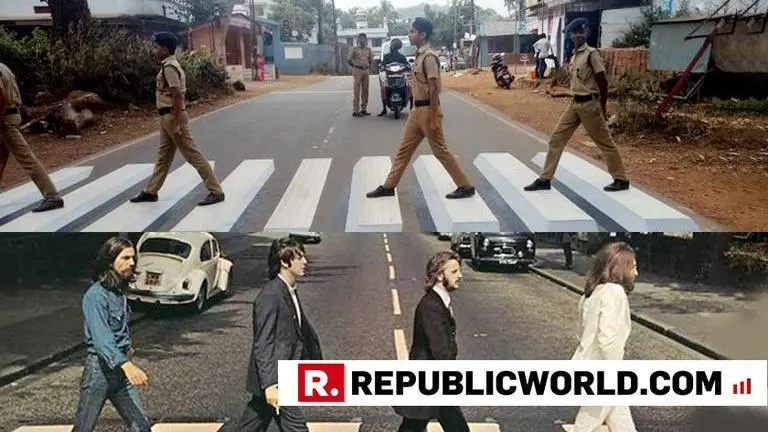Kerala cops teach road safety by recreating iconic Beatles cover Kerala cops teach road safety by recreating iconic Beatles cover