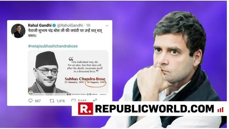 MASSIVE CONTROVERSY: Insensitive to 73-year-old question mark, Rahul Gandhi puts date-of-death in Netaji Subhas Chandra Bose tribute; triggers furore