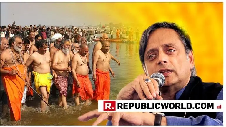 Shashi Tharoor aims low jibe at Yogi Adityanath's holy dip, finds himself unable to resist passing a comment on people being unclothed at the Kumbh Mela Shashi Tharoor aims low jibe at Yogi Adityanath's holy dip, finds himself unable to resist passing a comment on people being unclothed at the Kumbh Mela