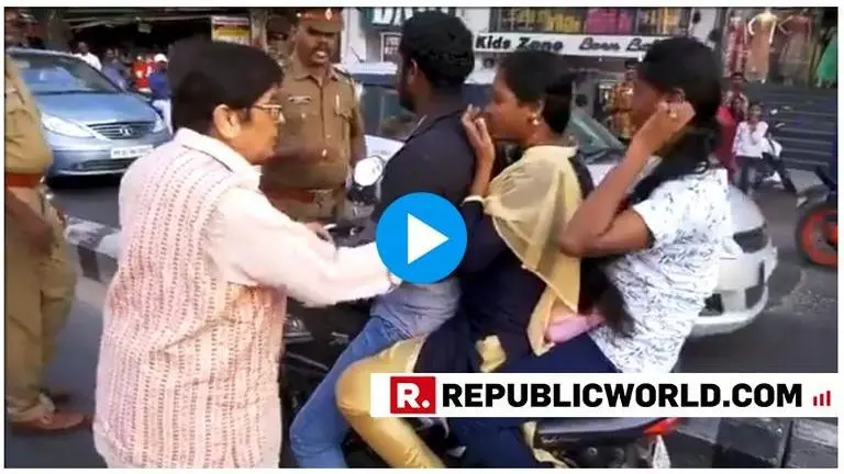 WATCH: Puducherry LG Kiran Bedi schools motorists about road safety, asks "Where's your helmet?" to each of them WATCH: Puducherry LG Kiran Bedi schools motorists about road safety, asks "Where's your helmet?" to each of them
