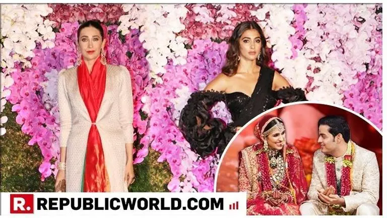 Akash Ambani-Shloka Mehta Post-Wedding Celebration: Karisma Kapoor's quirky take on a red saree & Pooja Hegde's black off-shoulder gown are winning on the green carpet Akash Ambani-Shloka Mehta Post-Wedding Celebration: Karisma Kapoor's quirky take on a red saree & Pooja Hegde's black off-shoulder gown are winning on the green carpet