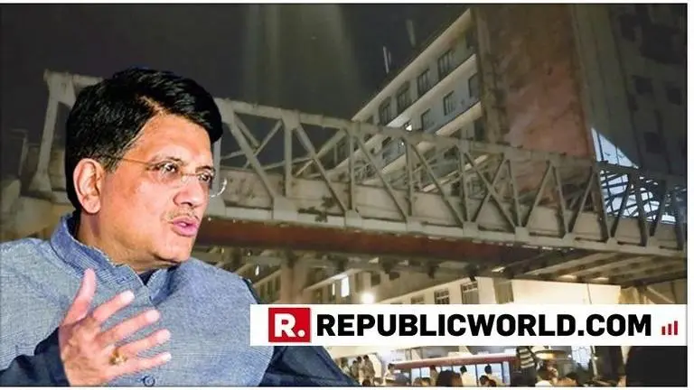 Railways Minister Piyush Goyal expresses condolences after footover bridge near CSMT station in Mumbai collapses Railways Minister Piyush Goyal expresses condolences after footover bridge near CSMT station in Mumbai collapses