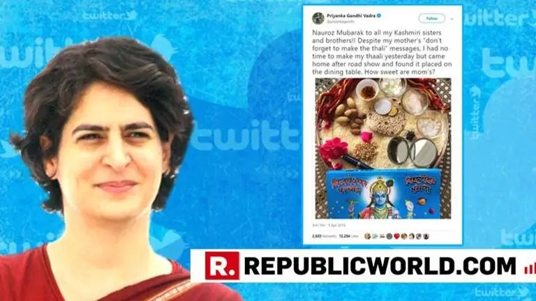 'Navreh, not Nauroz,' say netizens to Priyanka Gandhi Vadra after she sends in Parsi New Year wishes to Kashmiri Pandits