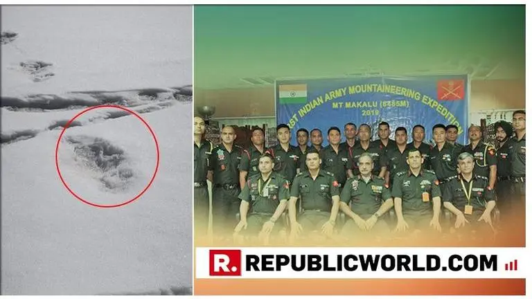 Indian Army tweets footprint measuring 32x15 inches of mythical beast 'Yeti' sighted by Expedition team. Details here