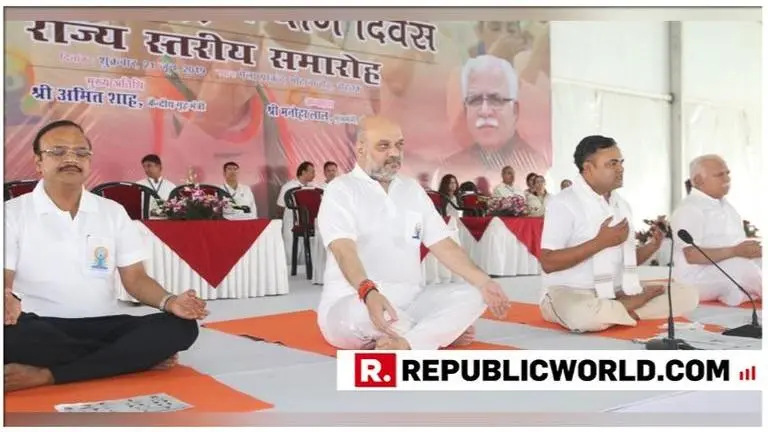 Home Minister Amit Shah celebrates International Yoga Day in Rohtak, credits PM Modi for his efforts towards recognition of Yoga on global platform Home Minister Amit Shah celebrates International Yoga Day in Rohtak, credits PM Modi for his efforts towards recognition of Yoga on global platform