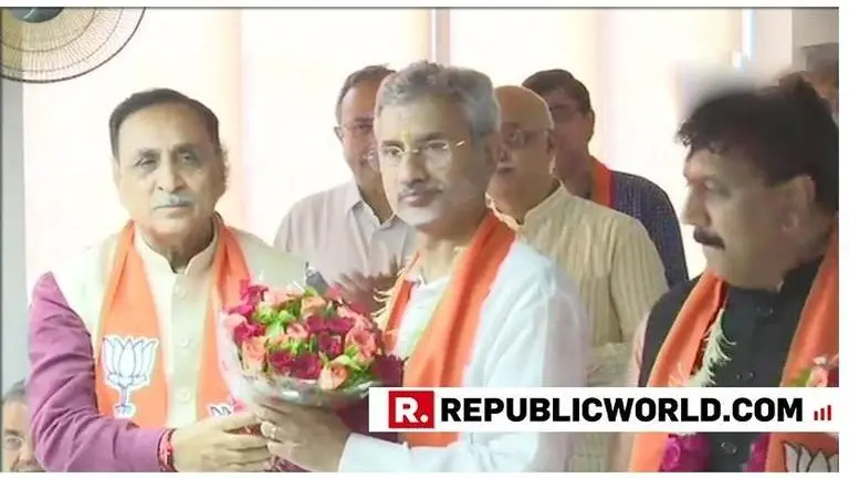 EAM S Jaishankar files nomination for Rajya Sabha seat from Gandhinagar in presence of Gujarat CM Vijay Rupani