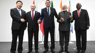 PM Modi holds informal meetings with BRICS leaders on G20 summit sidelines in Japan's Osaka, puts forth 5-point approach to address common global challenges PM Modi holds informal meetings with BRICS leaders on G20 summit sidelines in Japan's Osaka, puts forth 5-point approach to address common global challenges