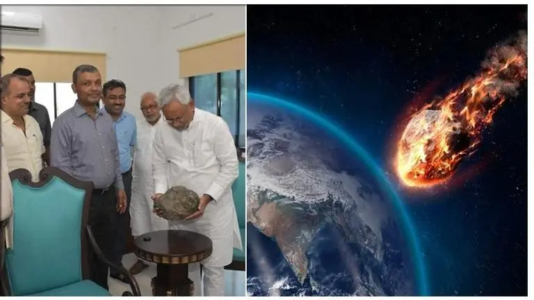 Bihar Meteorite intrigues CM Nitish Kumar with magnetic properties after landing from space in Madhubani Bihar Meteorite intrigues CM Nitish Kumar with magnetic properties after landing from space in Madhubani