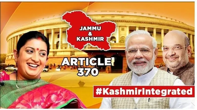 J&K's Article 370 to go, Smriti Irani heralds 'era of opportunities and prosperity' in Jammu and Kashmir J&K's Article 370 to go, Smriti Irani heralds 'era of opportunities and prosperity' in Jammu and Kashmir