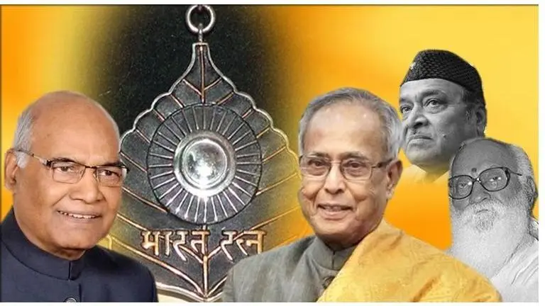President Ram Nath Kovind confers Bharat Ratna on Pranab Mukherjee, Nanaji Deshmukh (P) and Bhupen Hazarika (P)