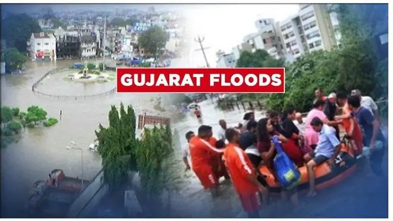 Gujarat Floods: 39 dead, 6500 evacuated, more than 15 concrete structures collapsed and roads caved in