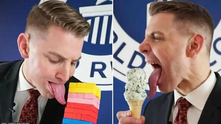 US man with world's longest tongue sets new Jenga world record Nick Stoeberl