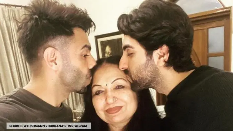 Ayushmann Khurrana & bro Aparshakti wish their mom on her birthday with a sweet kiss Ayushmann Khurrana