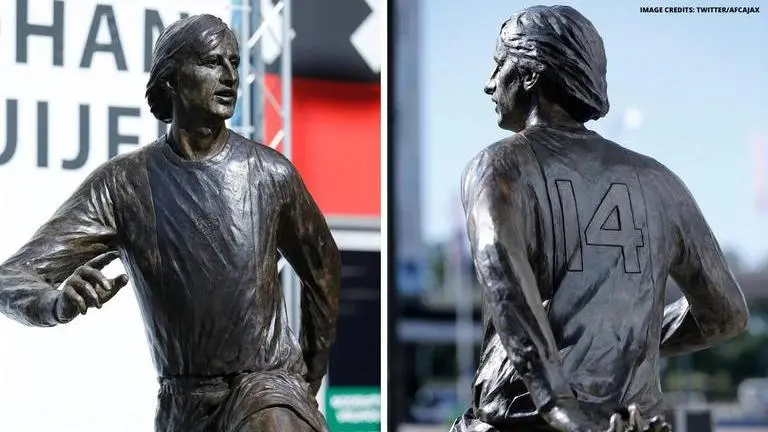 Ajax unveil statue of club legend Johan Cruyff outside Johan Cruyff Arena, fans delighted ajax