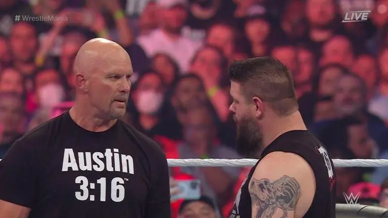 Stone Cold Steve Austin beats Kevin Owens at WWE WrestleMania 38