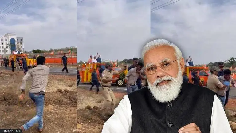 Security breach at PM Modi's event in Karnataka's Davangere as man rushes to PM's convoy PM Modi security breach