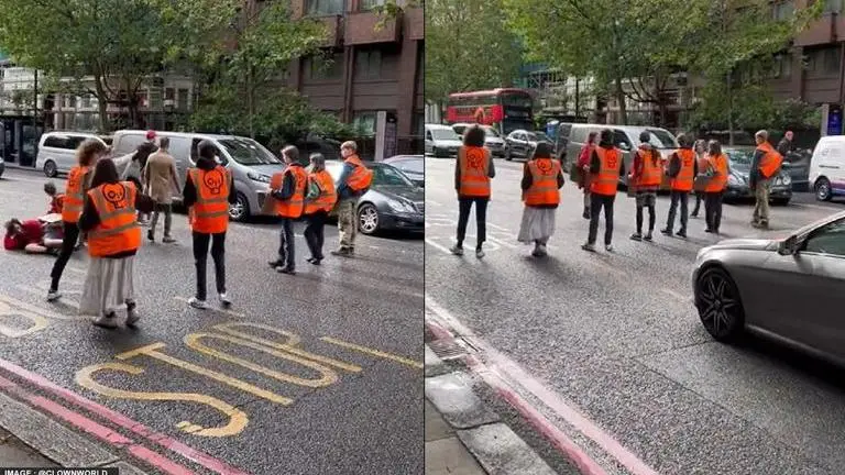 Just Stop Oil protestor brutally beaten by pregnant woman's partner after car crash: Watch Just Stop Oil