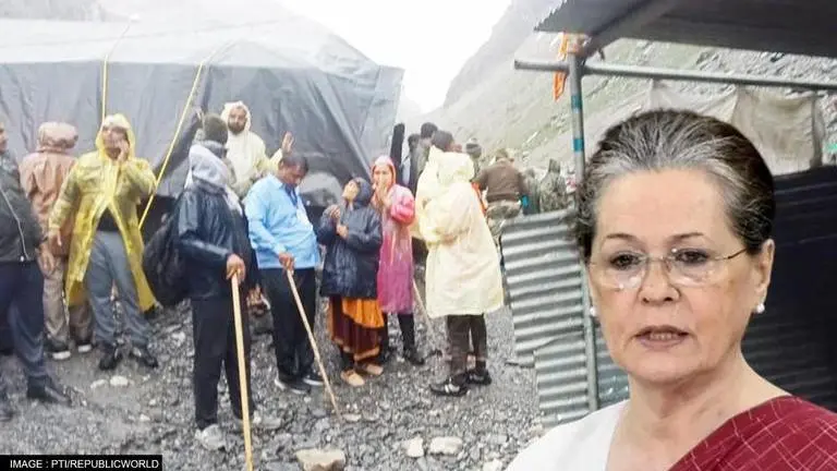 Distressed to learn of tragic death of pilgrims due to cloudburst near Amarnath cave: Sonia Gandhi Distressed to learn of tragic death of pilgrims due to cloudburst near Amarnath cave: Sonia Gandhi